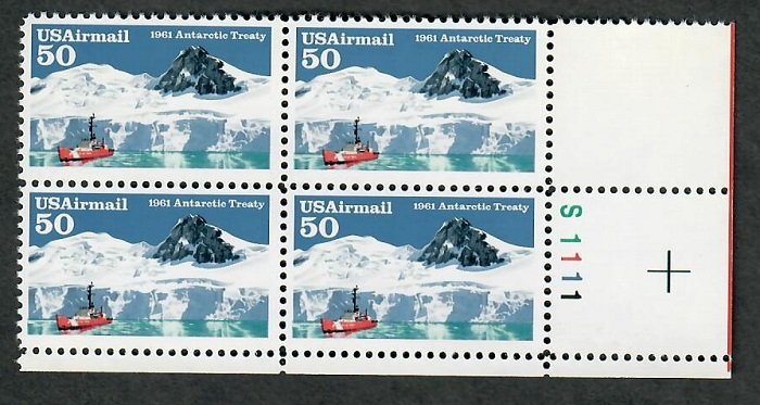 C130 Antarctic Treaty MNH Plate block - LR