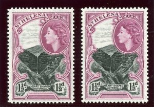 St Helena 1953 QEII 1½d in both listed shades superb MNH. SG 155, 155a.