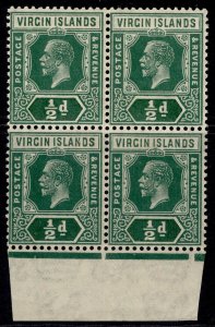 BRITISH VIRGIN ISLANDS GV SG80, ½d BLOCK DIE II WMK SCRIPT, NH MINT. Cat £64+