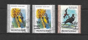 BIRDS - MONTSERRAT #O65-78 OFFICIAL OVERPRINTS,SURCHARGED USED