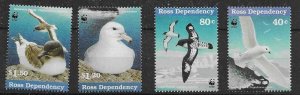 ROSS DEPENDENCY SG44a/7a  SEABIRDS WITH WWF PANDA EMBLEM MNH