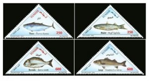 2008- Tunisia- Tunisie- Fishes of Tunisia- Poissons de Tunisie-Complete set 4v