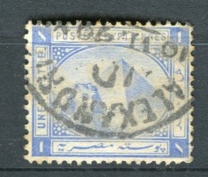 EGYPT; 1881-1902 early Pyramid & Sphinx issue used Shade of 1Pi. value