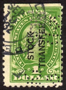 1918, US $1, Stock Transfer, Used, Sc RD12