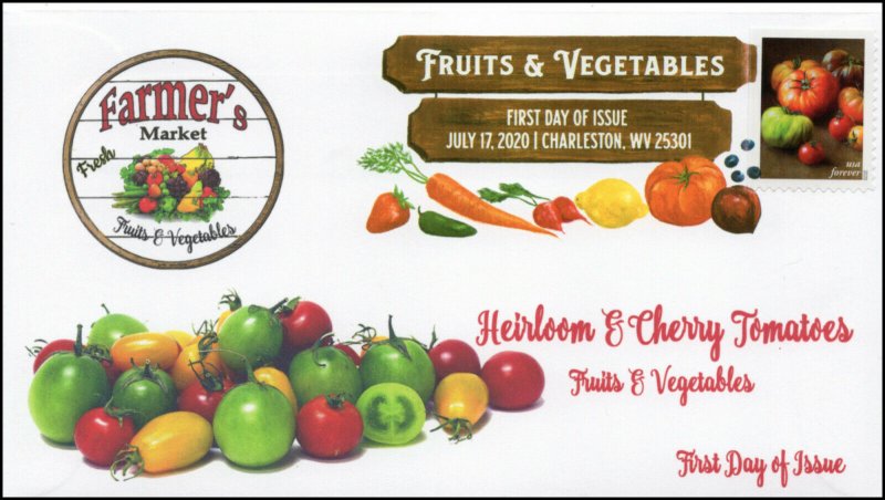 20-161, 2020, SC 5485, Fruits & Vegetables, FDC, Digital Color Postmark,