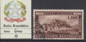 ITALY Repubblica - 1949 REPUBBLICA ROMANA  cv 200$  Sassone 600 used