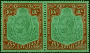 Bermuda 1924 10s Grn & Pale-Red Emerald SG92a 'Break in Scroll' on R.H Stamp ...