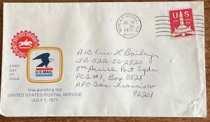 US #C78 Used Single on Inaugural USPS Cover 7/13/1971 L44