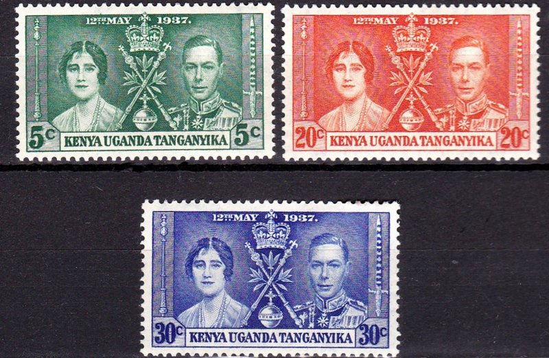 Kenya,Uganda,Tang. 1937 , Coronation MNH # 60-62