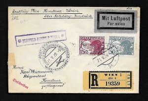 CV10 Mit Flugpost Cover1928 Registered Wein-Konstanz-Zurich Scott #s C17, C-21