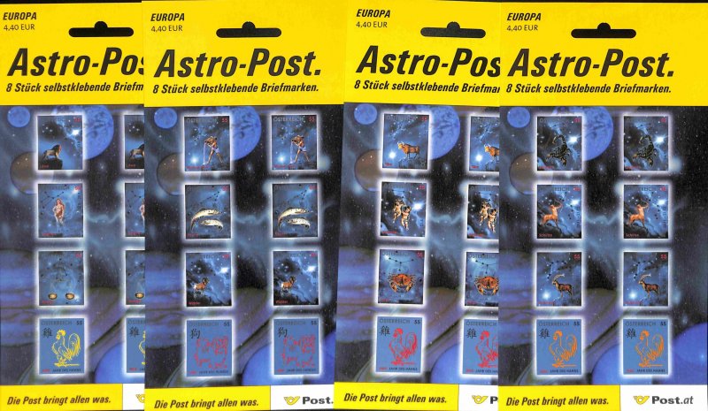 Austria 1992a-2007a 4 MNH self-adhesive booklets Zodiac