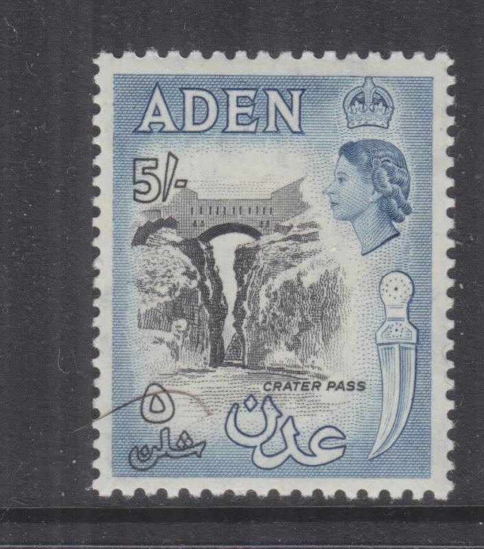 ADEN, 1956 QE, Script CA, 5s. Black & Deep Dull Blue, lhm.