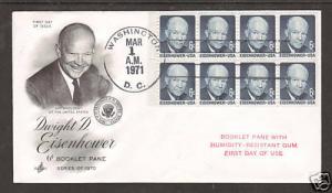 US Sc 1393av FDC. 1971 6c Eisenhower Experimental Pane