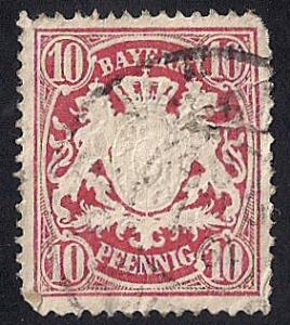 Bavaria #63 10 PF Coat of Arms Stamp used F-VF