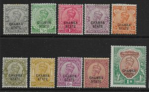 INDIA-CHAMBA SG43/53 1913-23 DEFINITIVE SET MTD MINT