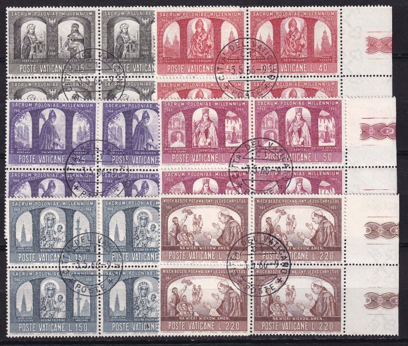 1966 - VATICAN - Scott #433-438 - First Day Cancels - Block Used