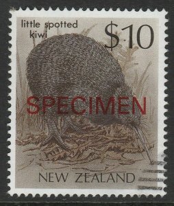 New Zealand 1989 $10 Native Bird O/P SPECIMEN VFU