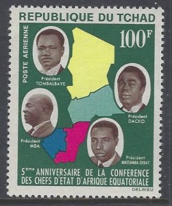 Chad, Scott #C13; 100fr Map and Presidents, MNH