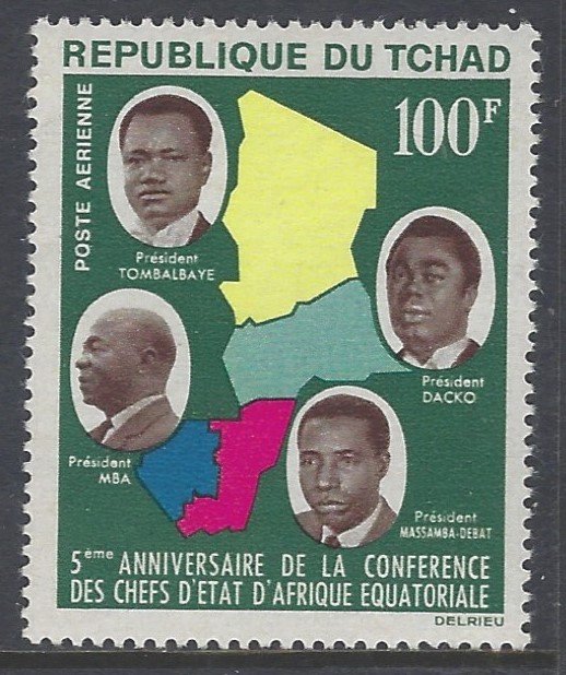 Chad, Scott #C13; 100fr Map and Presidents, MNH