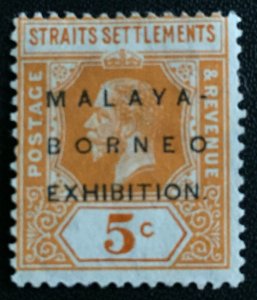 MALAYA-BORNEO EXHIBITION MBE opt Straits KGV 5c MCCA Small 2nd A SG#243d M3579