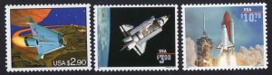 Scott #2543-2544-2544a Space Shuttle Set of 3 Single Stamps - MNH