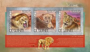 GUINEA 2014 SHEET LIONS WILD CATS FELINES WILDLIFE