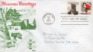 Bazaar Printed Cachet Combo FDC for the 1977 Christmas Stamps
