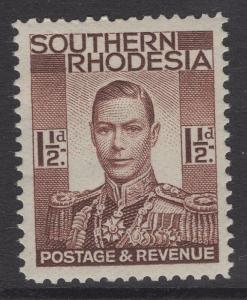 SOUTHERN RHODESIA SG42 1937 1½d RED-BROWN MTD MINT