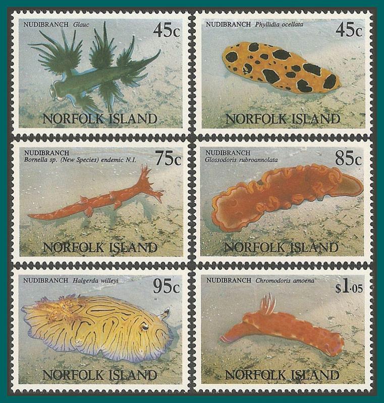 Norfolk Island 1993 Nudibranchs, MNH #538-543,SG550-SG555