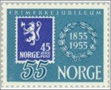Norway NK 427 The Stamp Jubilee 55 Øre Grey blue,Ultramarine