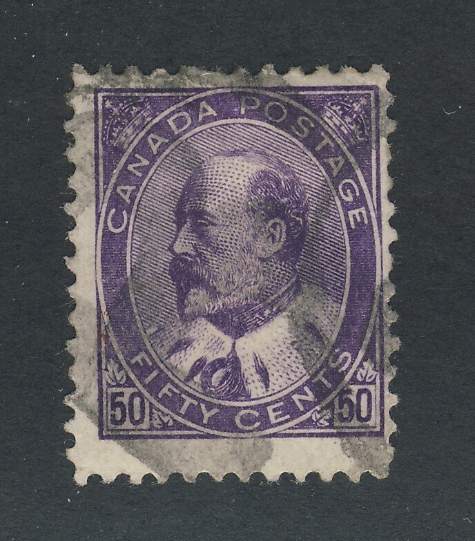 Canada Edward VII Stamp; #95-50c Used HR F/VF Guide = $130.00