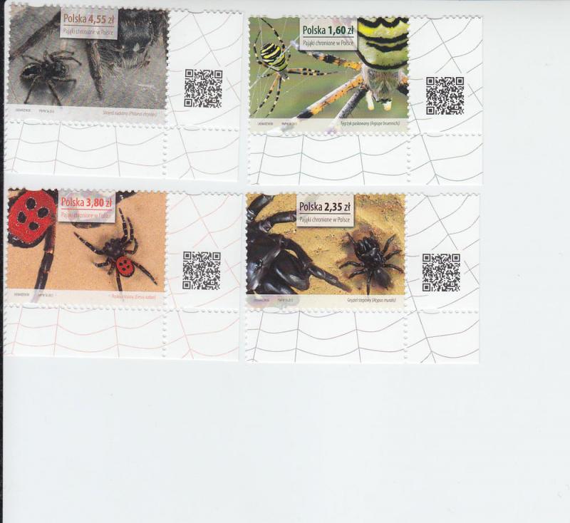 2013 Poland Endangered Spiders (Embossed) (4) (Scott 4102-5)
