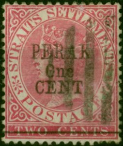 Perak 1891 1c on 2c Bright Rose SG60 Fine Used