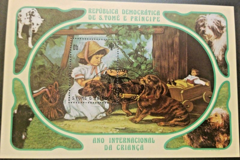 U) 1981, ST TOME AND PRICIPE REPUBLIC, DOGS PAINTINGS, MNH 