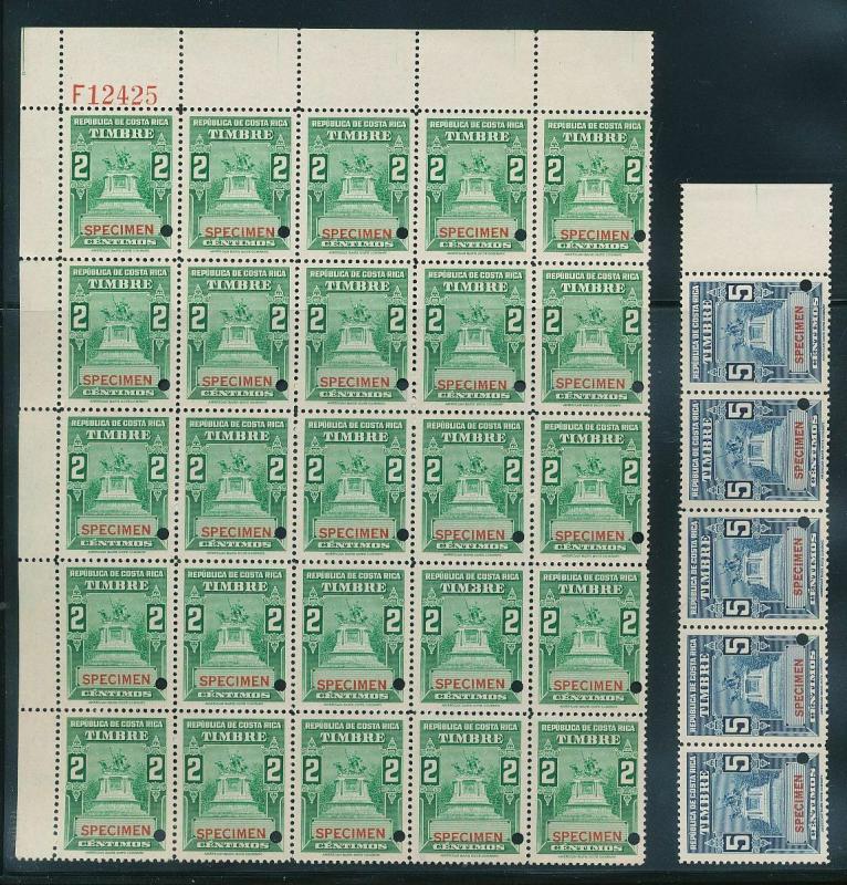 Costa Rica Specimens MNH Blocks (95 Stamps) (AC 1020