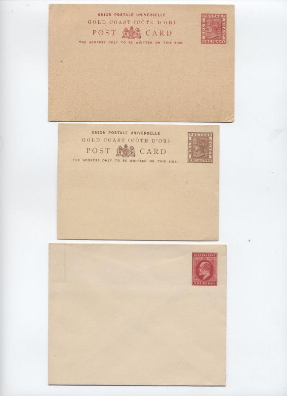 Queen Victoria and Edward VII stationery - 2 Gold Coast, 1 Sierra Leone [y2466]