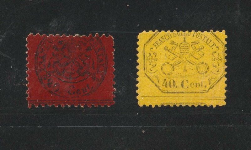 Italy Roman States 1867 Scott # 16 and # 17 Unused . these are REPRINTS