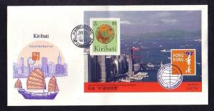 Kiribati, Scott cat. 648a. Butterfly s/sheet. First day cover. Hong Kong Expo. ^