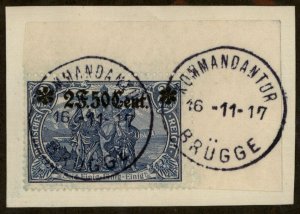 Germany 1917 WWI Belgium Occupation Mi12A Michel Rare and Unpriced Margin  95936