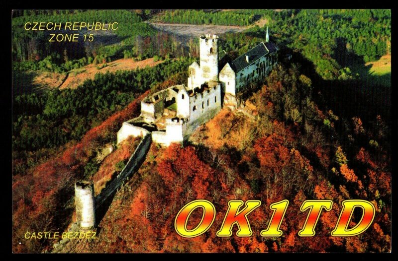 QSL QSO Radio Card Castle Bezdez,OK1TD,Jiri Lunak, Czech Republic, (Q3355)