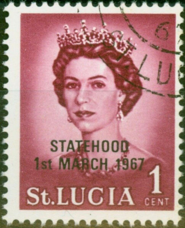 St Lucia 1967 1c Statehood Opt in Black V.F.U (5)