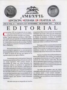 G)1993 MEXICO, AMEXFIL MAGAZINE, SPECIALIZED IN MEXICAN STAM