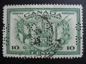 Canada official perfin OHMS special delivery 10c used UT O10-E10