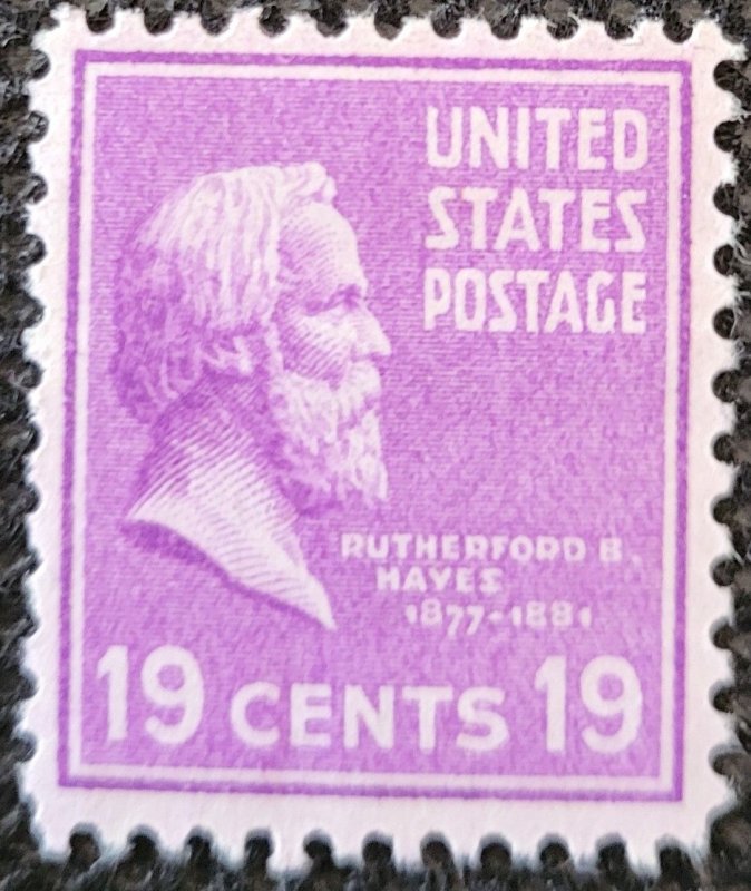 USA, 1938, #824, Pres. Rutherford Hayes, 19c, MNH,SCV$1.30