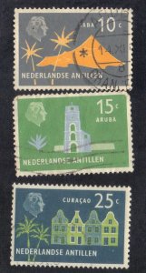 NETHERLANDS ANTILLES SC# 245,247,249 USED  1958-59