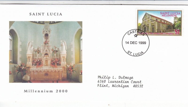 Saint Lucia Millennium 2000 Series Cover and insert card Castries cancel VGC