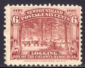 Sc# 66 1897 Newfoundland Canada Logging 6¢ MMH CV $5.50