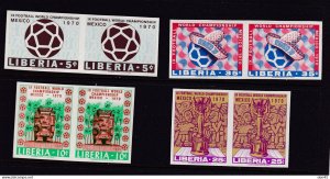 Liberia 1970 World Soccer Championship MNH Mexico Imperf vertical Pairs 15984