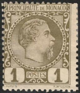 Monaco #1 Mint Hinged 10% of SCV $25.00 **FREE SHIPPING**