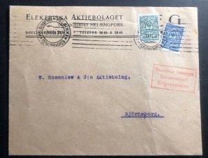 1914 Helsinki Finland Russia Occupation Commercial Cover To Bjorneborg